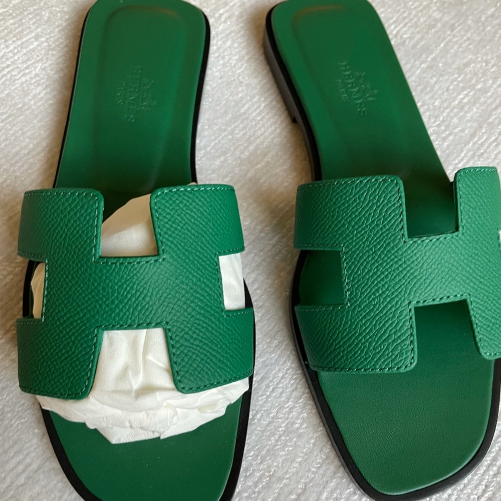 SOLD HERMÈS OF PARIS SANDEL FEMME ORAN VEAU EPSOM SIZE 35 SIZE 5 US - AUTHENTIC